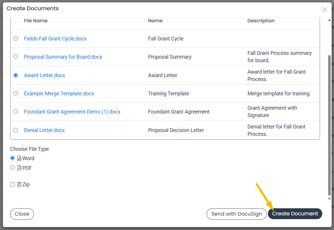 create document