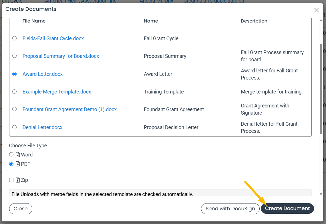 create document
