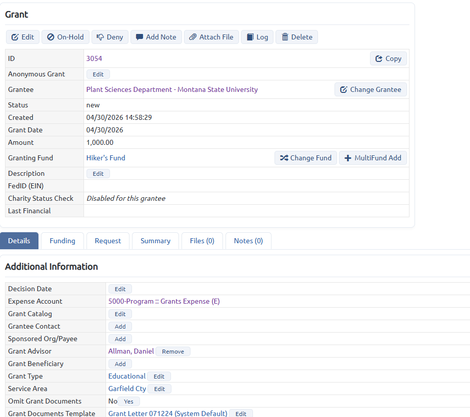 grant record edit options