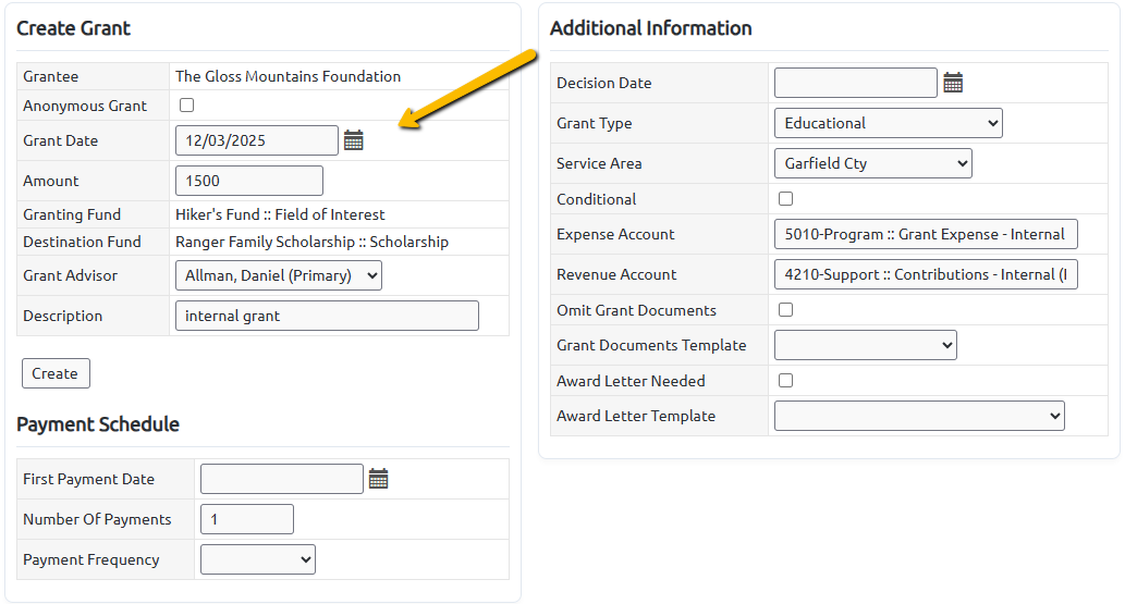 create grant fields