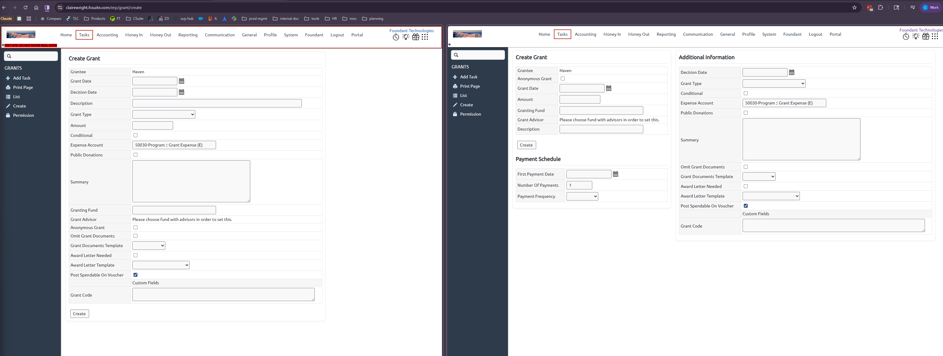grant create screen