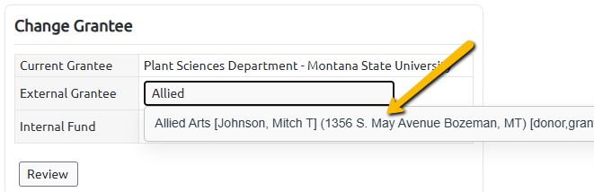 grantee name