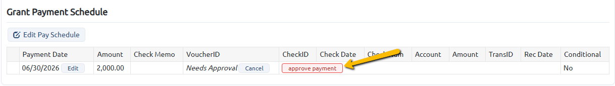 approve payment button