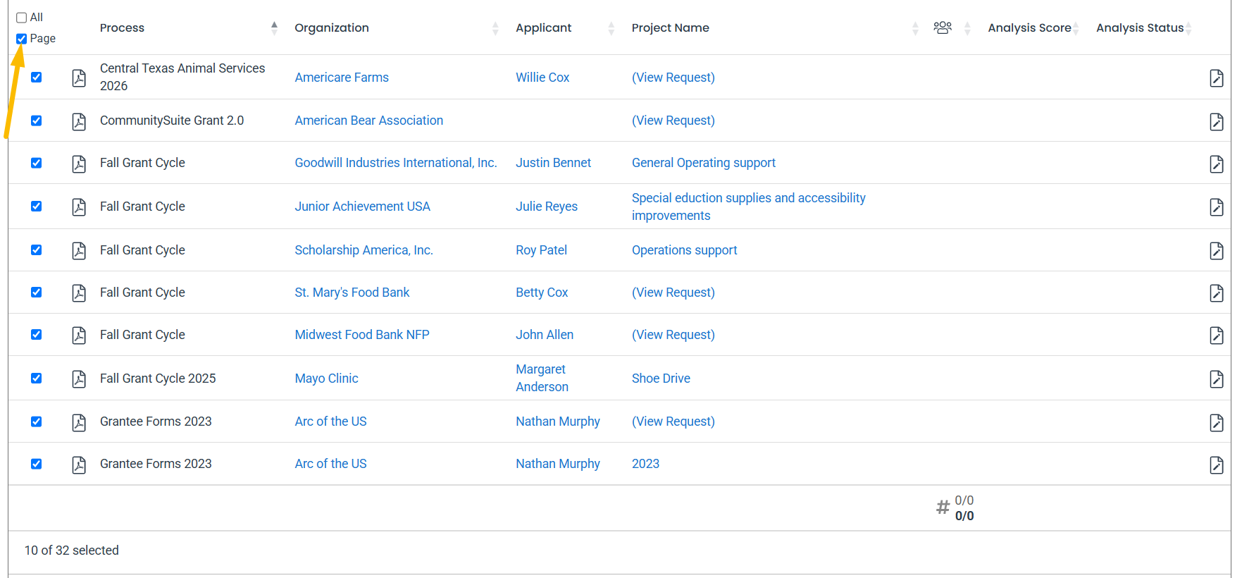 Page checkbox