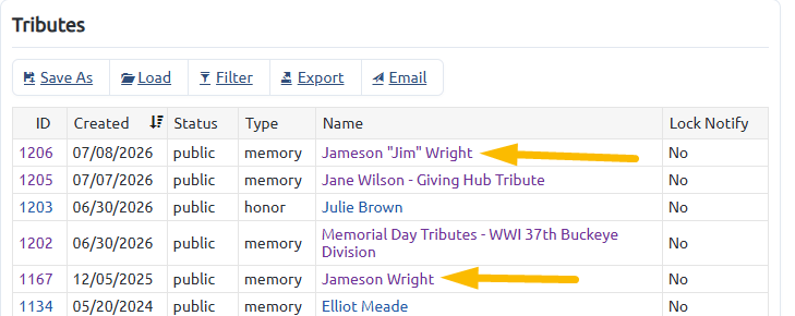 duplicate jim list