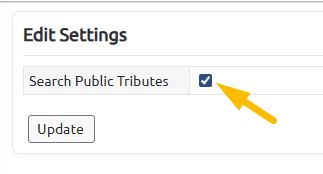 search public tributes setting