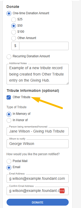 other tribute giving hub