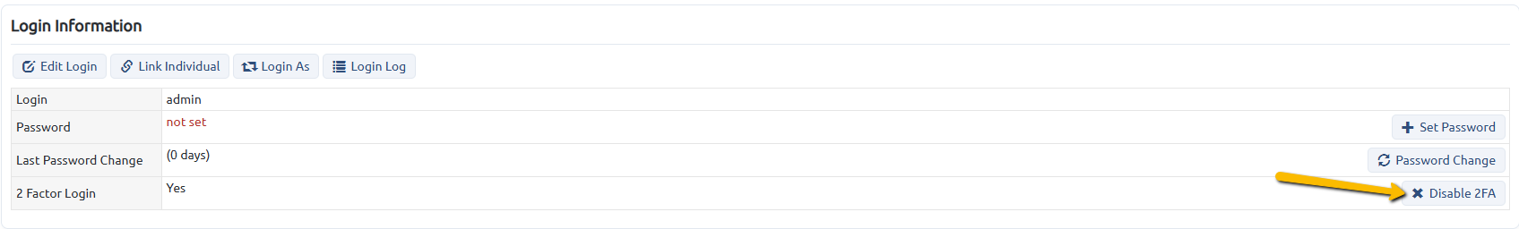 Disable 2FA button