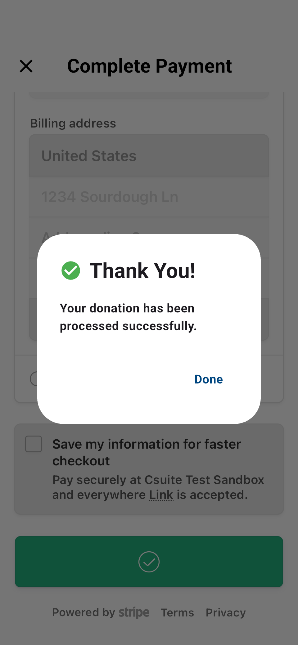 confirmation message