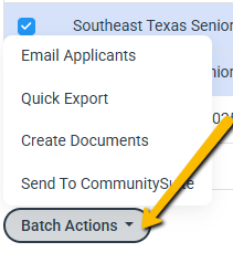 batch actions button