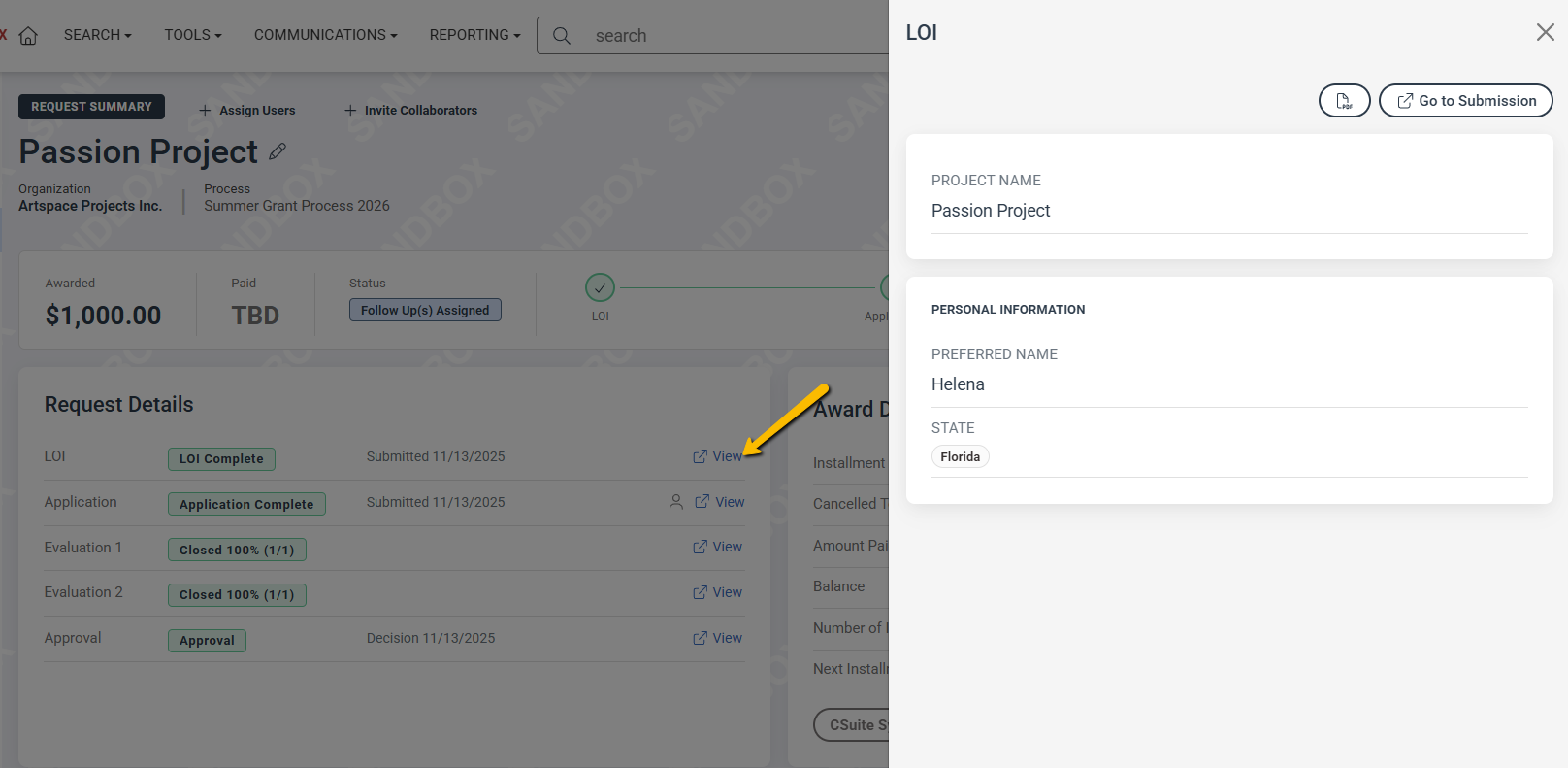view button and form panel