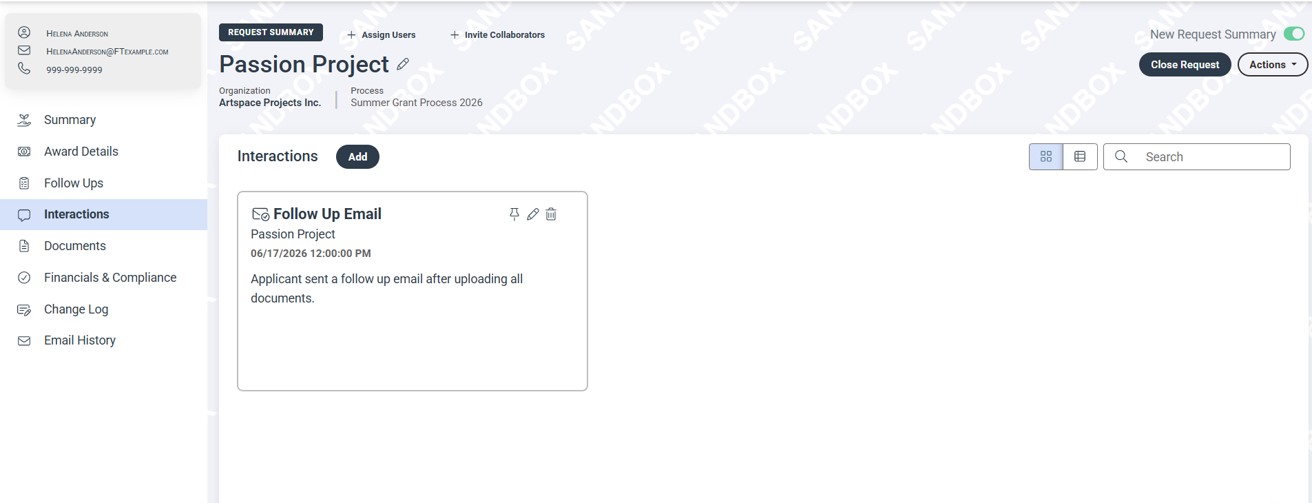 interactions page