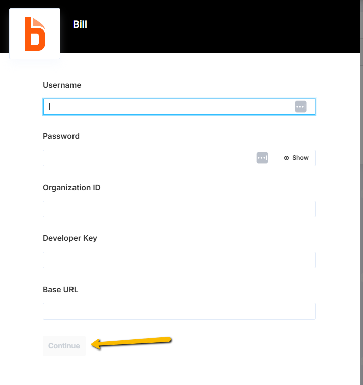continue button