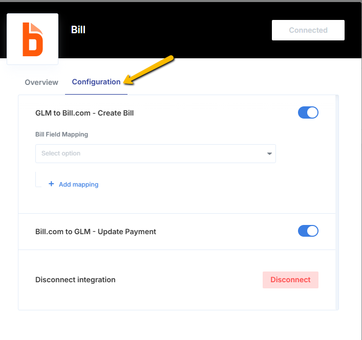 Configuration tab