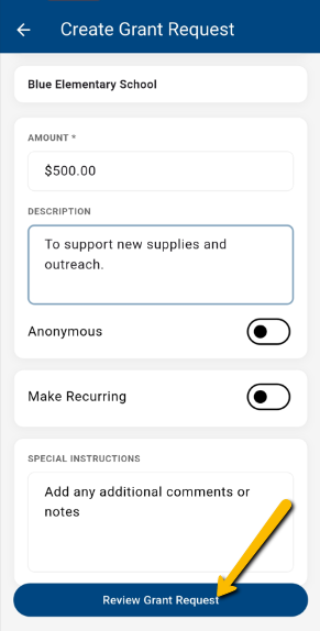 review grant request button