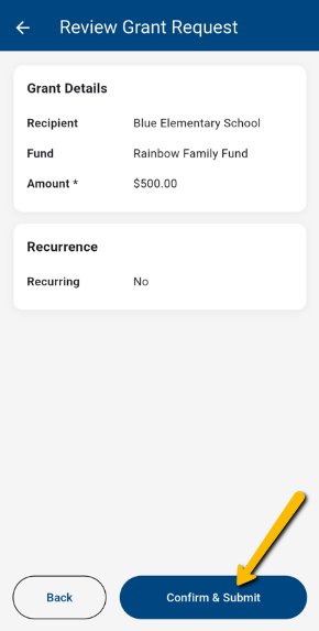 confirm & submit button