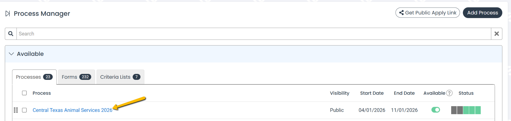 process name