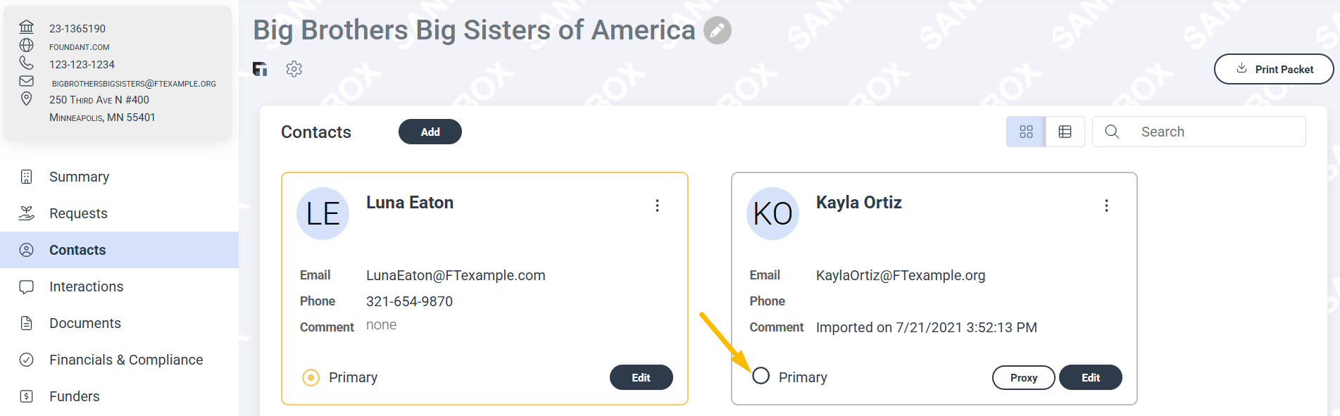 Primary radio button
