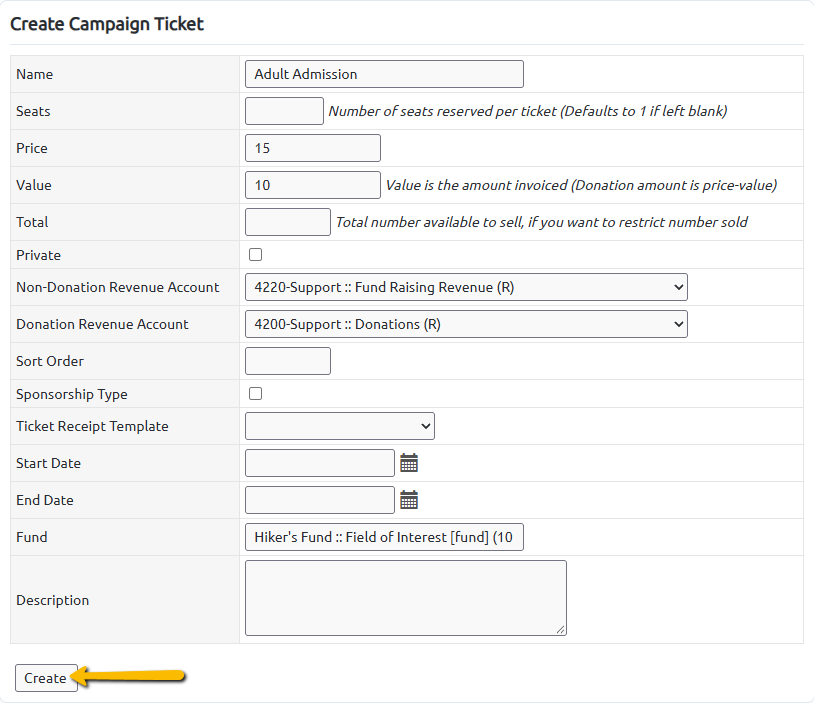 create button