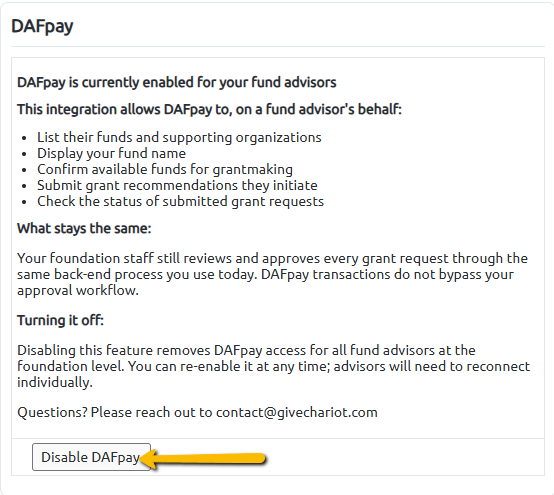 disable DAFpay button