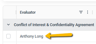 Evaluator name link in grid
