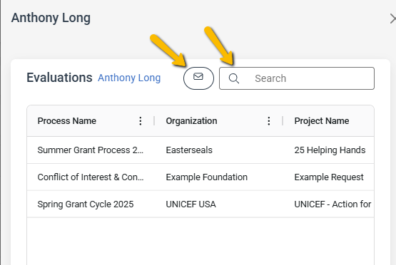 Mail button and search field
