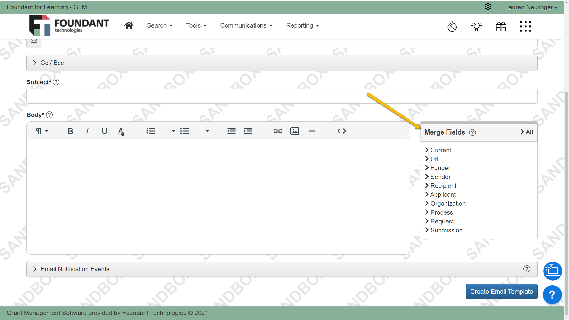 Merge Fields In Email Templates Foundant Technologies