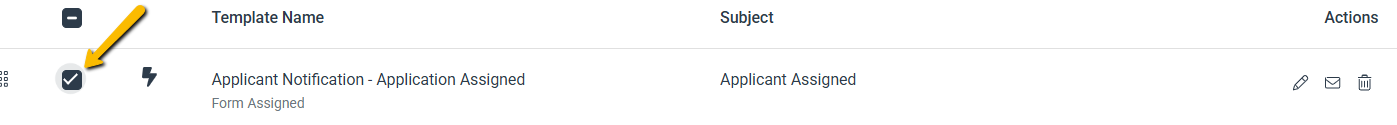 Email template checkbox