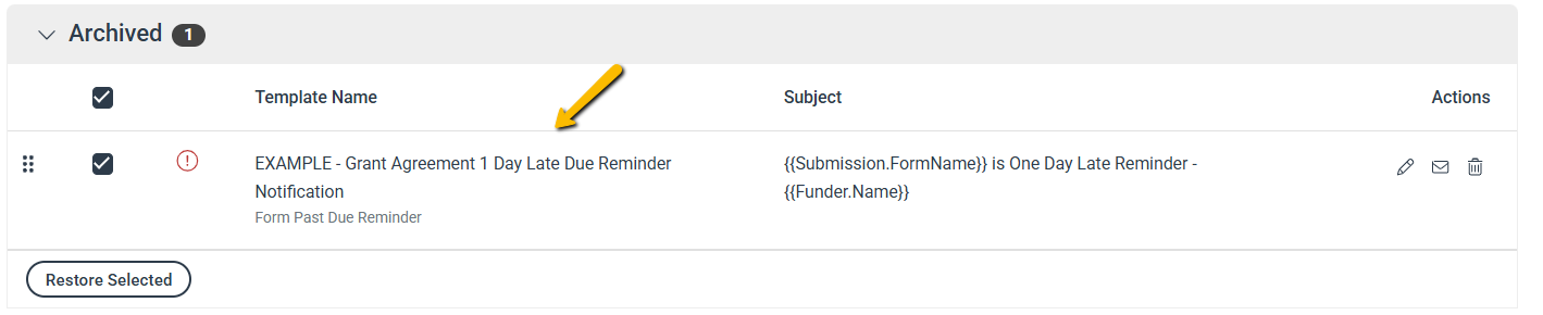 Archived email template name