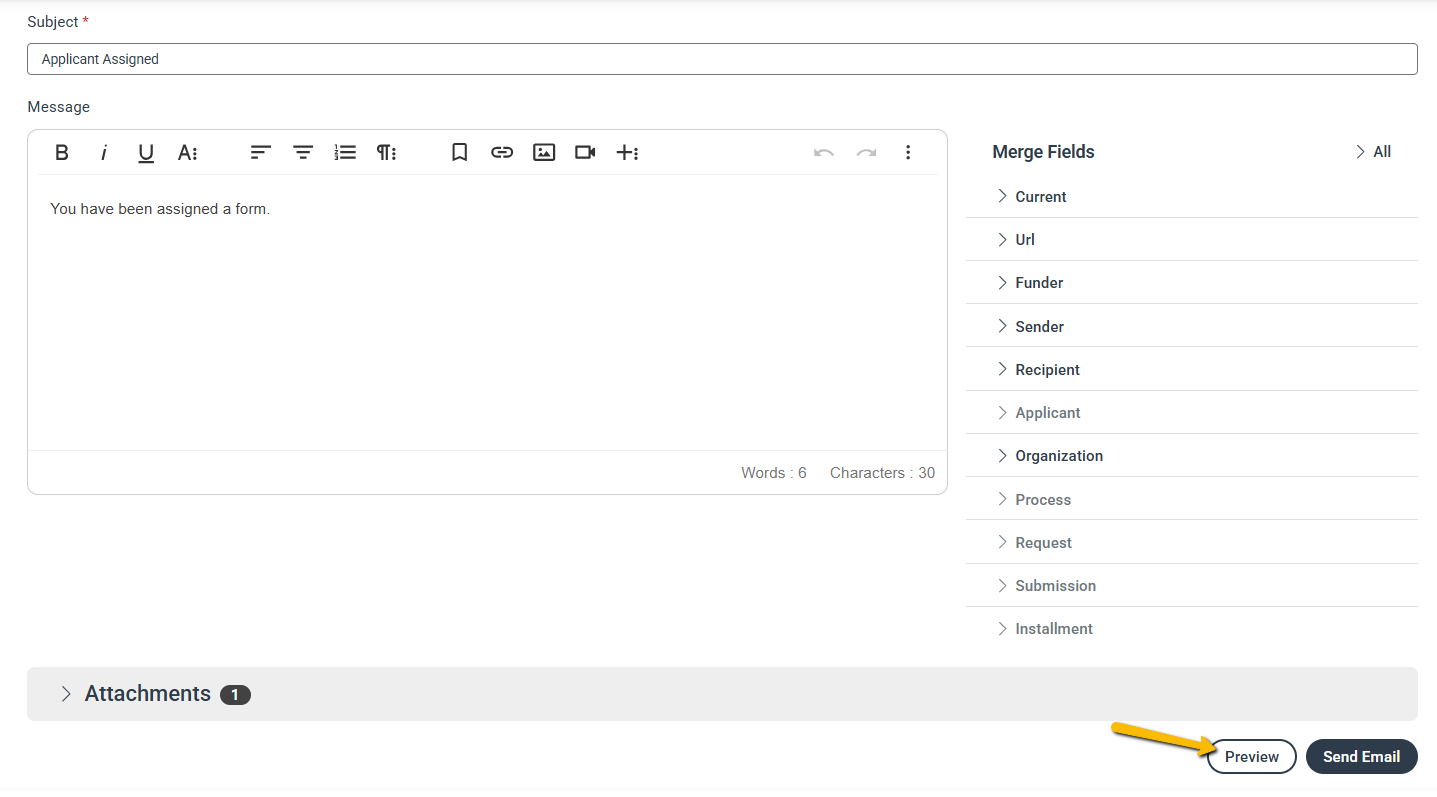 Email preview close button