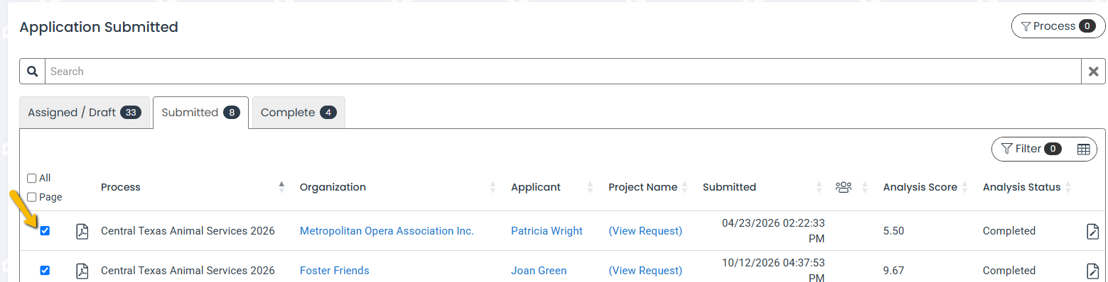 Applicant checkbox on workload page