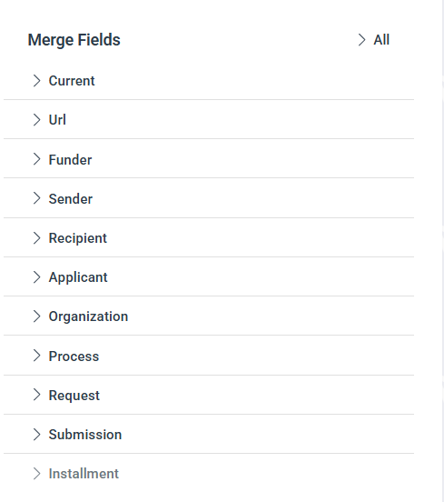 Merge fields on email template
