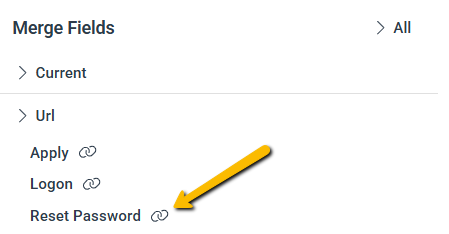 Merge field link chain icon