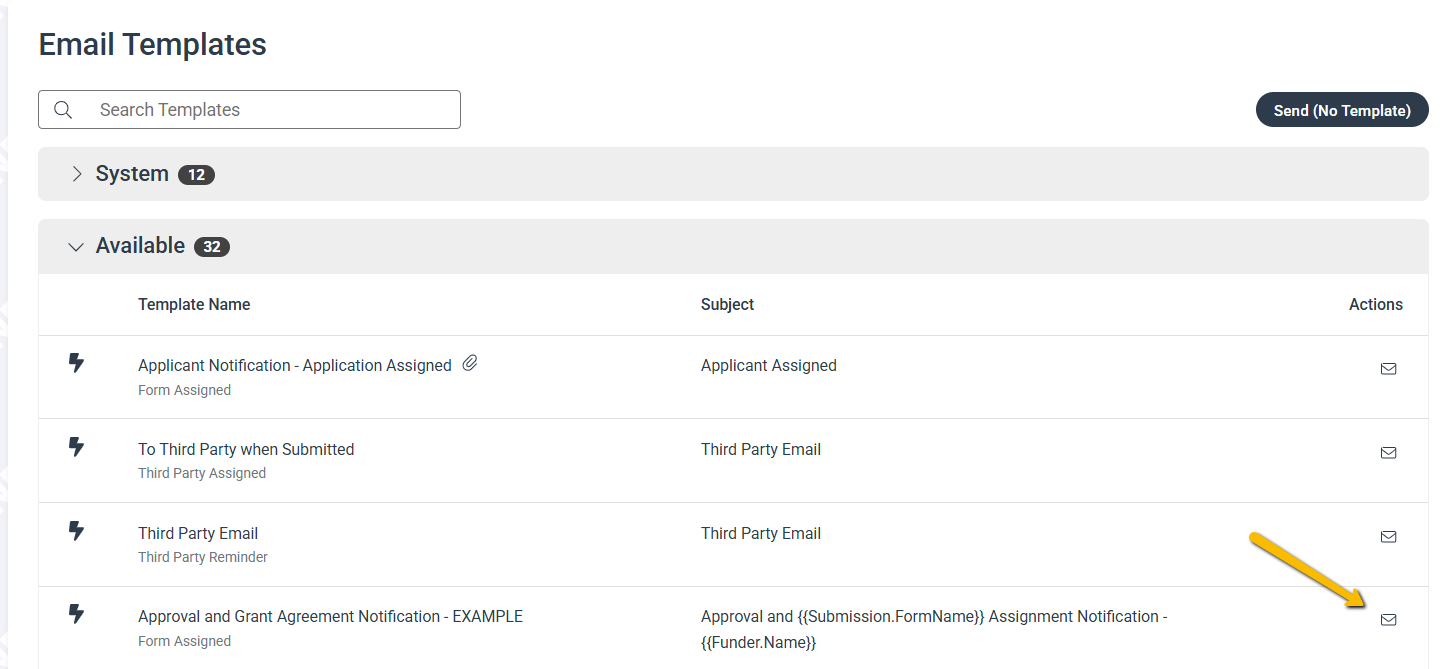 Email template list envelope icon