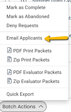 Batch Actions menu