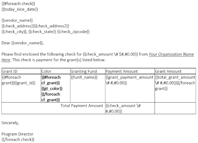 different placement of grant custom fields