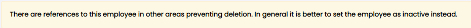unable to delete error message