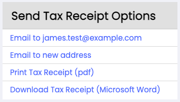 send tax receipt options