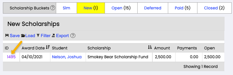 click scholarship ID