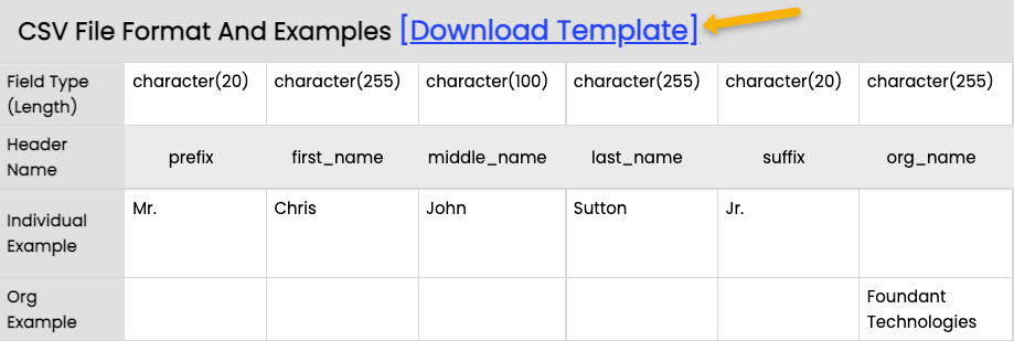 download template button