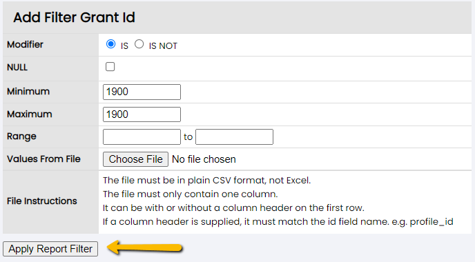 apply report filter