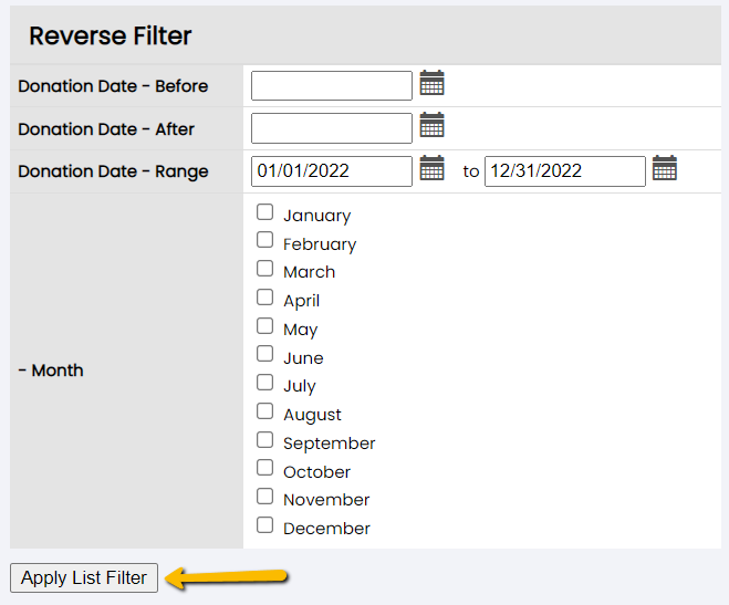 apply list filter button