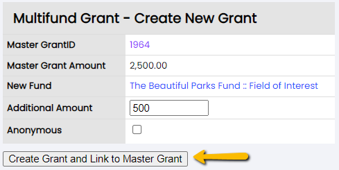 create grant and link to master grant