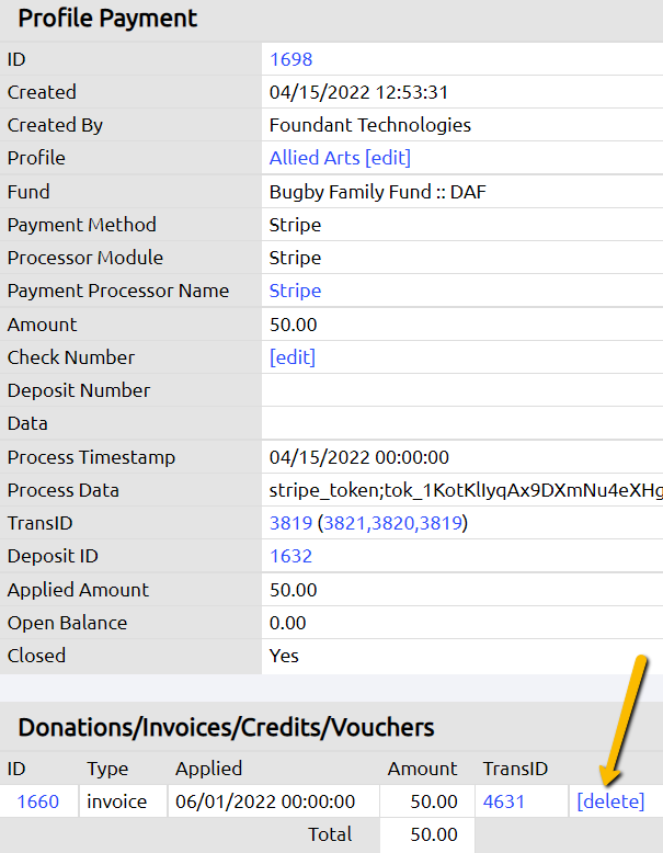 delete invoice