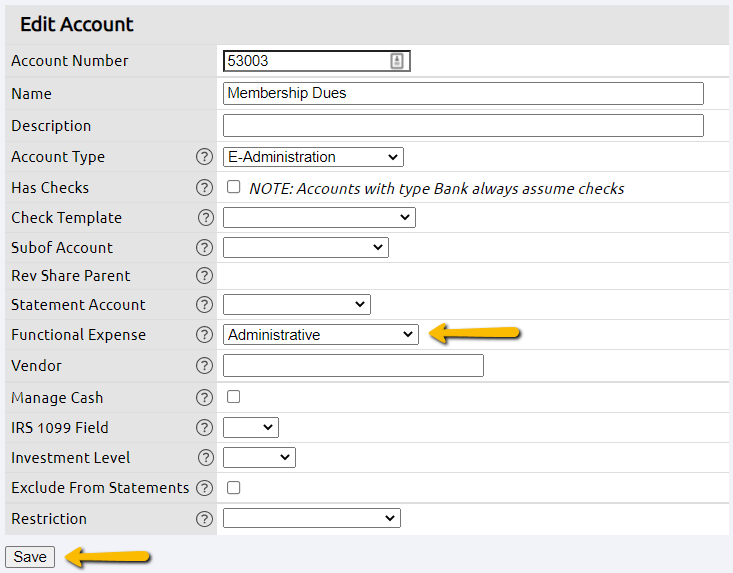 functional expense drop-down menu