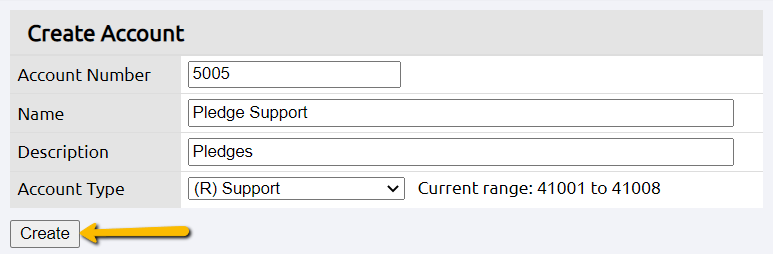 create account button