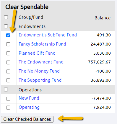 clear checked balances