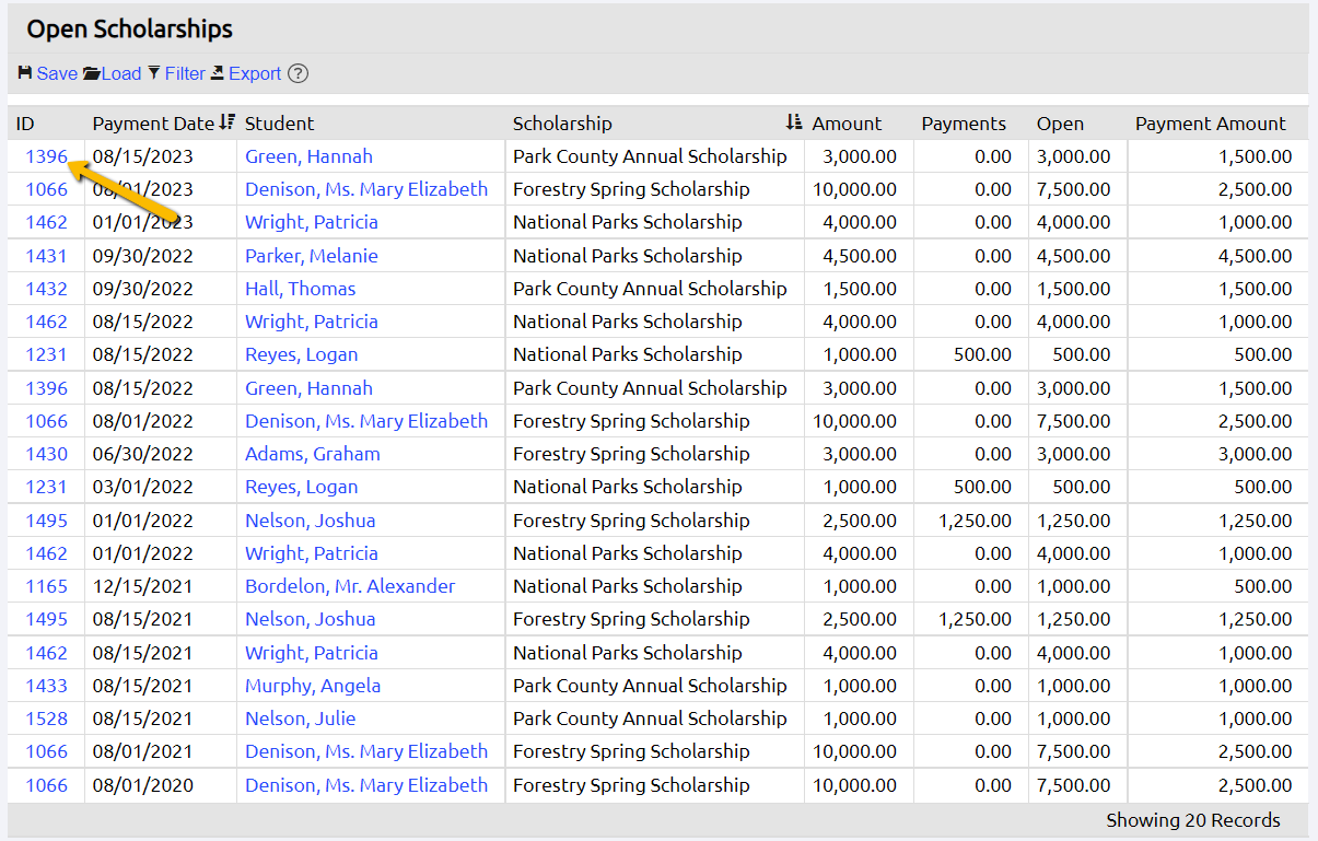 click ID of the scholarship