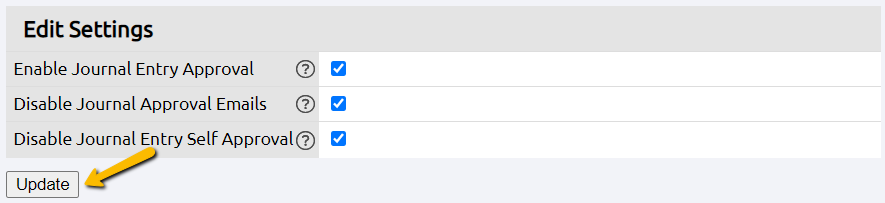 update settings