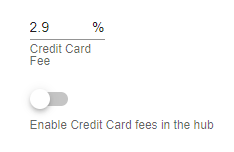 Enable credit card fees in the hub toggle